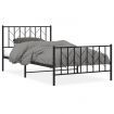 Metal Bed Frame with Headboard and Footboard Black 107x203 cm