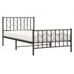 Metal Bed Frame with Headboard and Footboard Black 107x203 cm