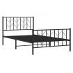 Metal Bed Frame with Headboard and Footboard Black 107x203 cm