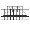 Metal Bed Frame with Headboard and Footboard Black 107x203 cm