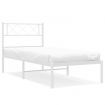 Metal Bed Frame with Headboard White 107x203 cm