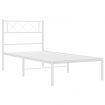 Metal Bed Frame with Headboard White 107x203 cm