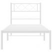 Metal Bed Frame with Headboard White 107x203 cm