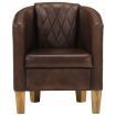 Tub Chair Light Brown Real Leather