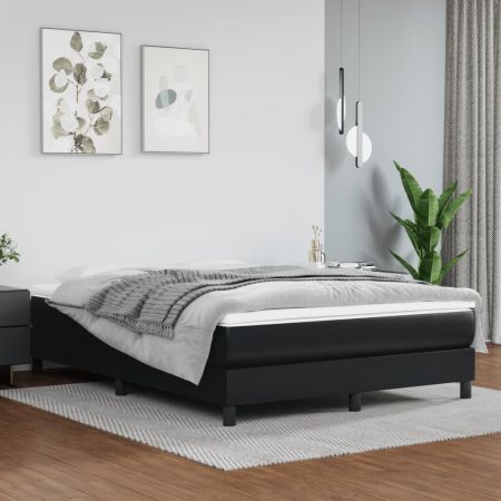 Box Spring Bed Frame Black 137x190 cm Faux Leather