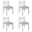 Dining Chairs 4 pcs White Solid Rubber Wood and Velvet