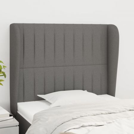 Headboard with Ears Dark Grey 83x23x118/128 cm Fabric