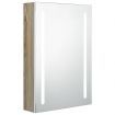 LED Bathroom Mirror Cabinet White and Oak 50x13x70 cm