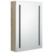 LED Bathroom Mirror Cabinet White and Oak 50x13x70 cm