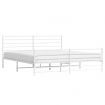 Metal Bed Frame with Headboard and Footboard White 183x203 cm King