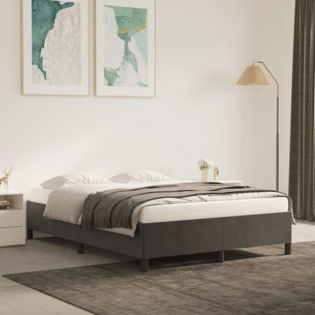 Bed Frame Dark Grey 153x203 cm Queen Size Velvet