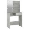 Dressing Table with LED Concrete Grey 74.5x40x141 cm