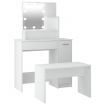 Dressing Table Set with LED White Engineered Wood