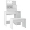 Dressing Table Set with LED White Engineered Wood