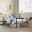 Metal Bed Frame with Headboard and Footboard Black 107x203 cm