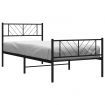 Metal Bed Frame with Headboard and Footboard Black 107x203 cm