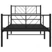 Metal Bed Frame with Headboard and Footboard Black 107x203 cm