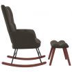Rocking Chair with a Stool Dark Grey Velvet