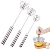 Stainless Steel Semi-Automatic Whisk,Stainless Steel Egg Whisk Hand Push Rotary Whisk Blender,Hand Push Mixer Stirrer Tool (10in)
