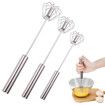 Stainless Steel Semi-Automatic Whisk,Stainless Steel Egg Whisk Hand Push Rotary Whisk Blender,Hand Push Mixer Stirrer Tool for Cooking Kitchen Home Egg Milk (10in)