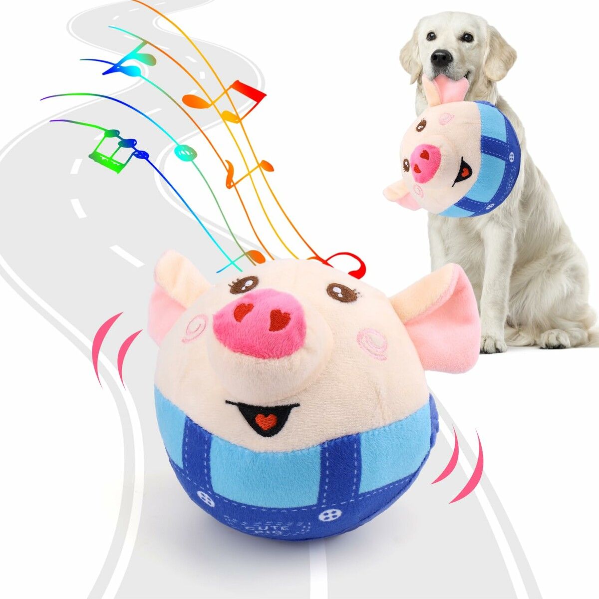 Interactive Dog Toys, Jumping Squeaky Dog Toys Music Modes, Rechargeable Moving Dog Chew Toys(Blue)