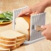 Adjustable Toast Slicer/Cutting Guide for Homemade Bread,Plastic Bread Slicer Loaf for Slicing Bread Foldable Kitchen Baking Tools (White)