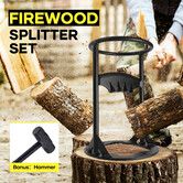 Log Firewood Splitter Set with Hammer Manual Wood Splitting Cutter Kindling Cutting Fireplace BBQ Camping Tool Outdoor Steel