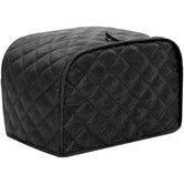 4 Slice Toaster Cover,Polyester Fabric Quilted Four Slice Toaster Appliance Dust-proof Cover For Kitchen Small Appliance Dust Cover and Fingerprint Protection (Black)