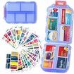 Pill Organizer with Medicine Labels Travel Daily Pill Container Mini Medication Organizer Storage Pill Organizer Travel Essentials Pill Case 7 Day Pill Organizer (Blue & 146 Lables)