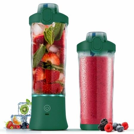 Portable Blender,270 Watt for Shakes and Smoothies Waterproof Blender USB Rechargeable with 20oz Blender Cups with Travel Lid (Green,20oz)