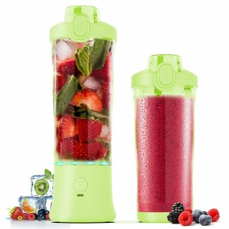 Portable Blender,270 Watt for Shakes and Smoothies Waterproof Blender USB Rechargeable with 20oz Blender Cups with Travel Lid (Yellow,20oz)