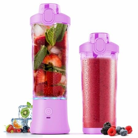 Portable Blender,270 Watt for Shakes and Smoothies Waterproof Blender USB Rechargeable with 20oz Blender Cups with Travel Lid (Purple,20oz)