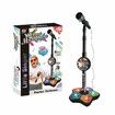 (Black)Musical Microphone with Stand Children Karaoke Mic Amplifying Music Bracket Singing Toy with Lights Pedal Flashing Singing Toys