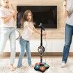 (Black)Musical Microphone with Stand Children Karaoke Mic Amplifying Music Bracket Singing Toy with Lights Pedal Flashing Singing Toys
