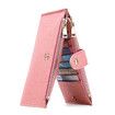 Women Multi-Function Card Bag Anti-Theft Brush Bidirectional Folding Pu Cross Stitch Zipper Pocket Purse,Pink