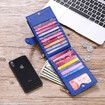 Women Multi-Function Card Bag Anti-Theft Brush Bidirectional Folding Pu Cross Stitch Zipper Pocket Purse,Blue