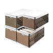 4pcs Storage Boxes Bins Plastic Stackable Clear Shoe Containers Wardrobe for Handbag Clothes Foldable Organiser with Lids Partitions