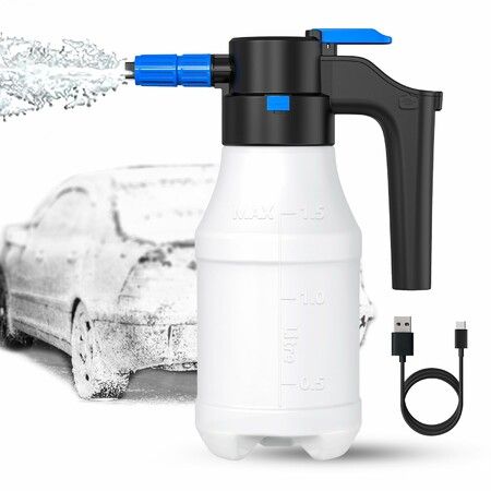 Electric Foam Sprayer with USB,  Pressurized Foam Sprayer for Car Washing,Foam Sprayer for Home, Garden and Car Beauty and Cleaning（1.5 Liters）