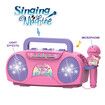 (Pink)Kids Karaoke Machine Sing Along Boom Box Speaker with Microphone, Toddler Microphones Toy for Singing Great Boys Girls Birthday Gift