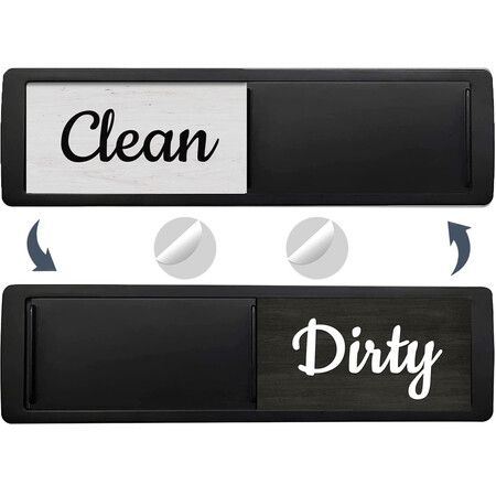 Dishwasher Magnet Clean Dirty Sign,Farmhouse Rustic Wood Design Black and White Non-Scratch/Easy to Read & Slide/Strong Magnet Clean Dirty Magnet for Dishwasher (Black)