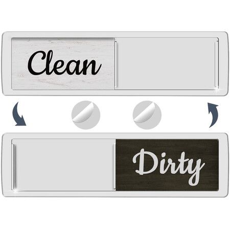 Dishwasher Magnet Clean Dirty Sign,Farmhouse Rustic Wood Design Black and White Non-Scratch/Easy to Read & Slide/Strong Magnet Clean Dirty Magnet for Dishwasher (Silver)