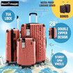 3Pcs Suitcase Luggage Set Expandable Hard Shell Carry On Travel Trolley Lightweight Cabin TSA Lock 2 Covers Rose Gold