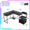 Gaming Desk L Shaped Corner Computer Racer Standing Side Table Drawer with LED Lights Storage Shelves Carbon Fibre