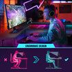 Gaming Desk L Shaped Corner Computer Racer Standing Side Table Drawer with LED Lights Storage Shelves Carbon Fibre