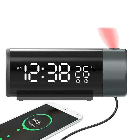 USB Charging Projection Alarm Clock, Adjustable Digital Clock Projector