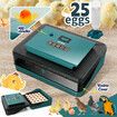 25 Eggs Incubator Chicken Hatcher Turning for Quail Duck Poultry Bird Hatching Automatic Humidity Control Candler