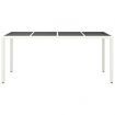 Garden Table White 190x90x75 cm Tempered Glass and Poly Rattan