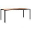 Garden Table with Wooden Top Black Poly Rattan&Solid Wood Acacia