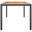 Garden Table with Wooden Top Black Poly Rattan&Solid Wood Acacia