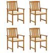 Garden Chairs with Cushions 4 pcs Solid Acacia Wood